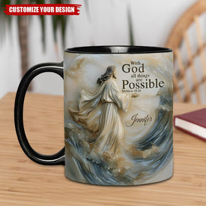 With God All Things Is Posible - Personalized Christian Black Mug