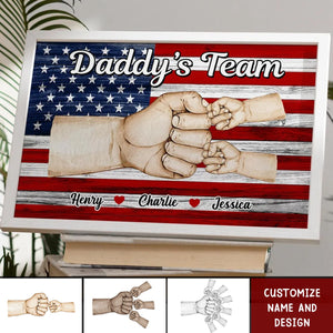 Nation Flag Daddy‘s Team Fist Bump Gift For Dad Personalized Horizontal Poster