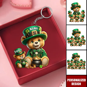 Grandma’s Bear Family Patrick’s Day-Personalized Keychain