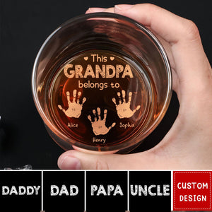 This Grandpa Belongs To - Personalized Whiskey Glass - Father's Day, Birthday Gift For Dad