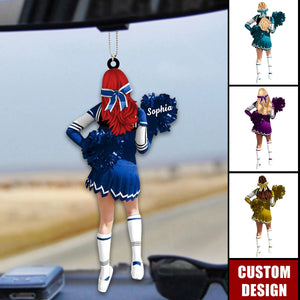 Personalized Cheerleading Pom pom Girl Car Ornament-Gift For Cheerleading Lovers