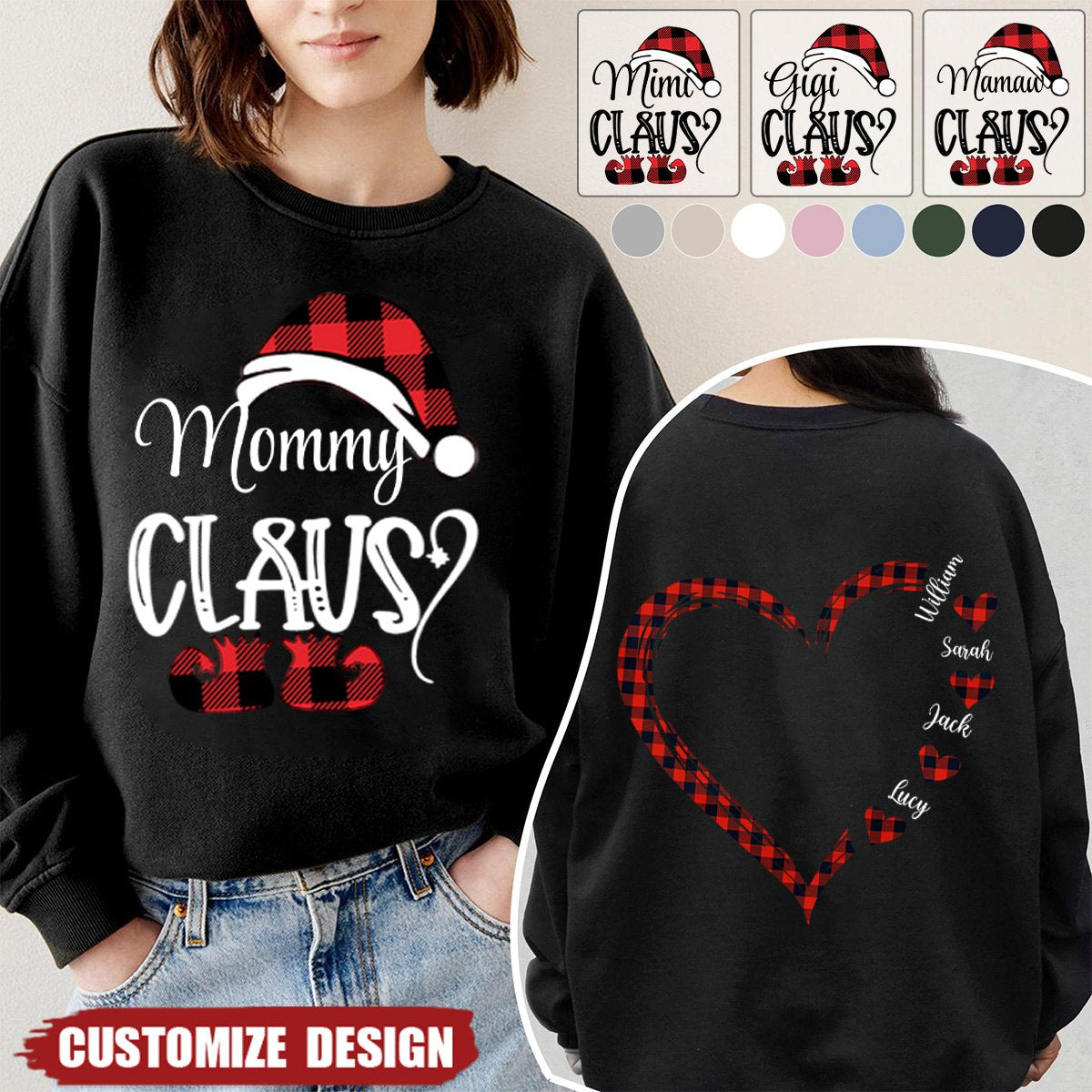 Personalized Nana Claus Christmas And Kids Sweatshirt