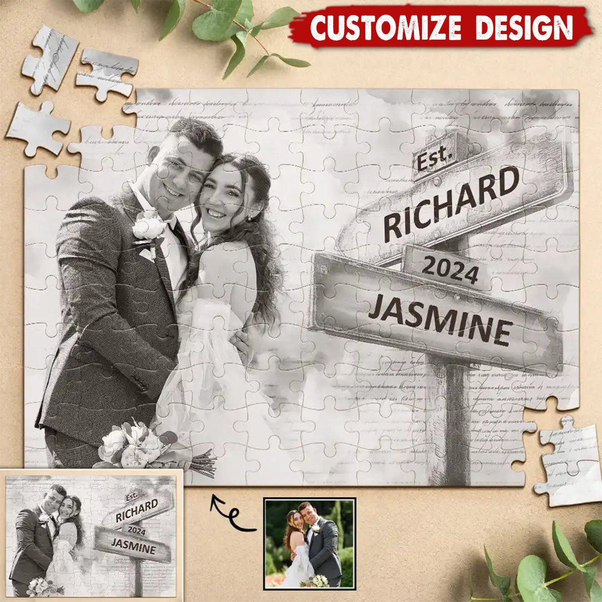 Custom Photo Couple I Love You To Pieces - Personalized Jigsaw Puzzle