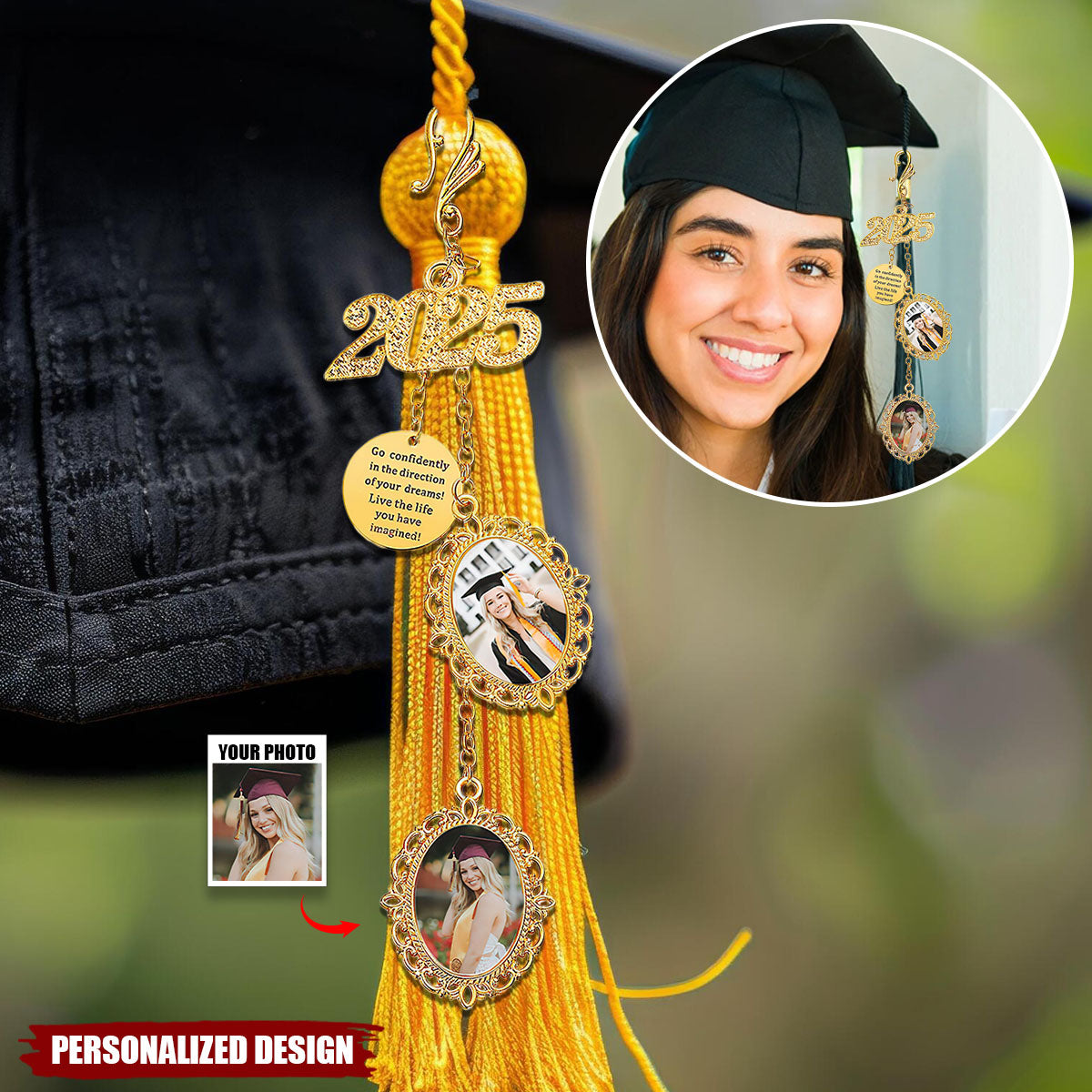 Personalized Class Of 2025 Graduation Tassels Charm With Photos