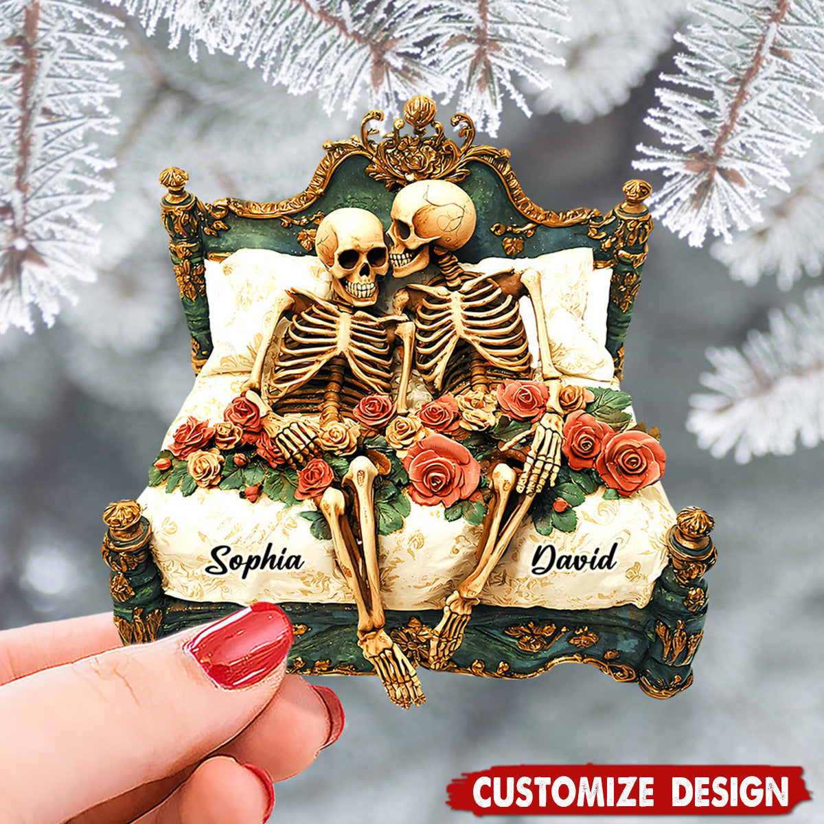 Personalized Skull Couple Acrylic Ornament Gifts For Couple-2024 New Release