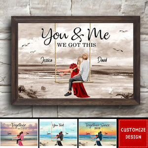 Couple On Swing Beach Landscape Retro Personalized Couple Poster - Anniversary Gift For  Wife,Husband