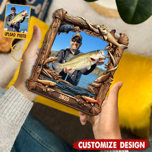 Fishing Memories - Personalized Fishing Cut Shape Photo Frame