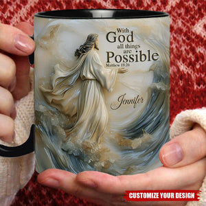 With God All Things Is Posible - Personalized Christian Black Mug