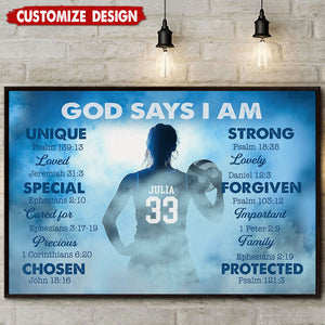 God Says I Am-Personalized Volleyball Girl Poster-Gift For Volleyball Lovers