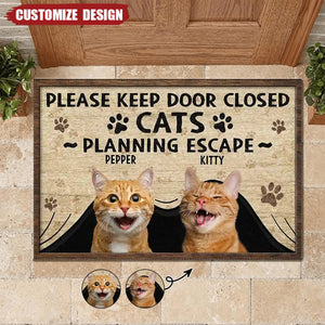 Cats Planning Escape-Personalized Photo Doormat-Gift For Car Lovers