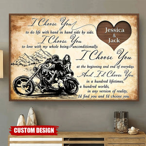 I Choose You - Personalized Biker Couple Poster, Anniversary Gift For Couple