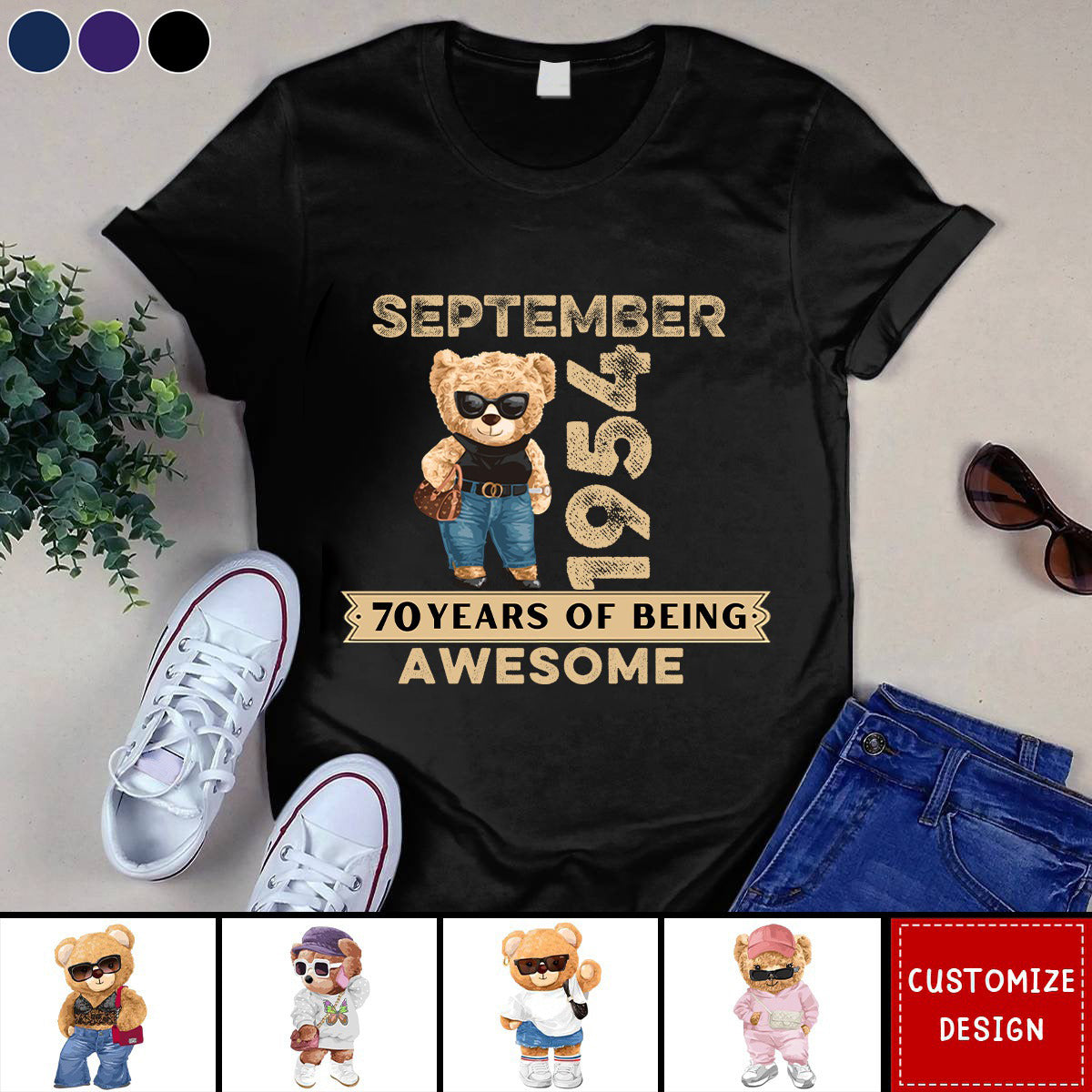 Made in Year Awesome Bear Unisex T- Shirt