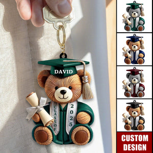 Graduation Bear - Personalized Acrylic Keychain, Graduation Gift