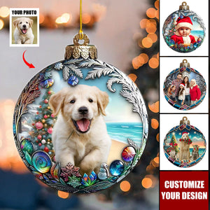 Custom Photo Christmas Good Cheer Is Found With Pet,Family - Personalized Christmas Acrylic Ornament - 2024 New Release