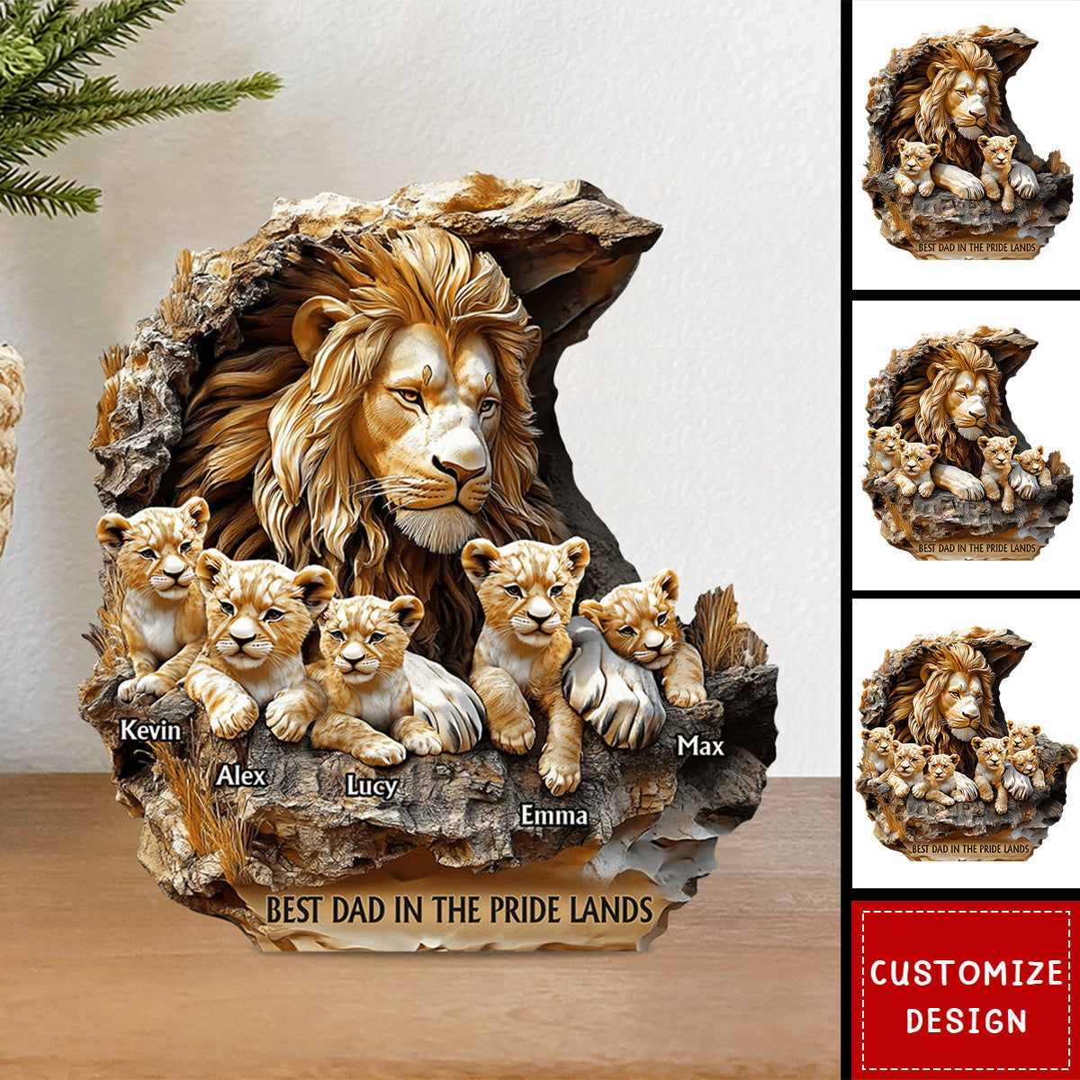 Papa Lion - Personalized Father Custom Shaped Acrylic Plaque