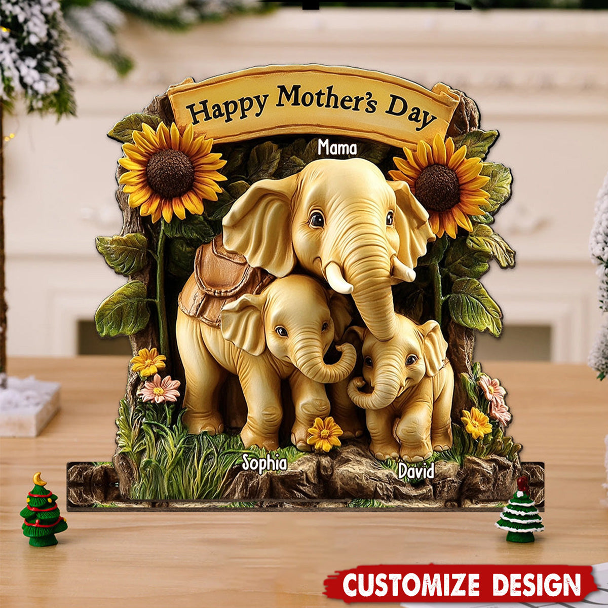 Personalized Elephant Mother 1 Layered Big Freestanding - Happy Mother's Day Gift