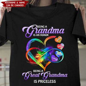 Being A Grandma Being A Great Grandmother Is Priceless - Personalized Shirt