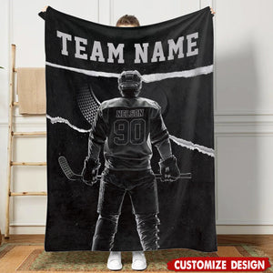 Personalized Hockey Boy Blanket, Gift For Hockey Lovers,Players