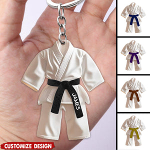 Personalized Black Belt Keychain -  Karate,Jiu-Jitsu Gift