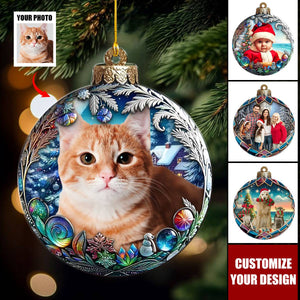 Custom Photo Christmas Good Cheer Is Found With Pet,Family - Personalized Christmas Acrylic Ornament - 2024 New Release