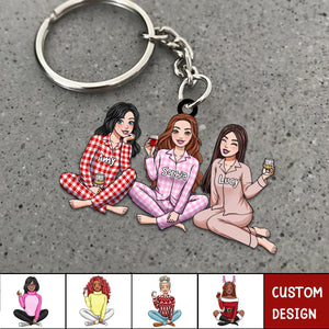 Friends Sitting Together - Personalized Acrylic Keychain -Gift For Friends