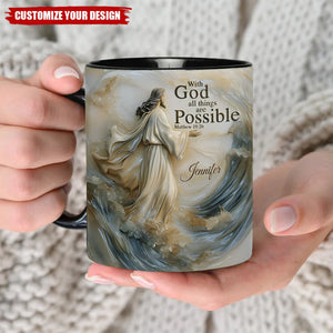 With God All Things Is Posible - Personalized Christian Black Mug