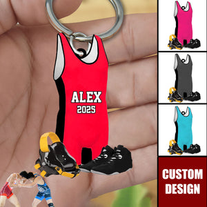 Personalized Wrestling Keychain-Gift For Wrestlers