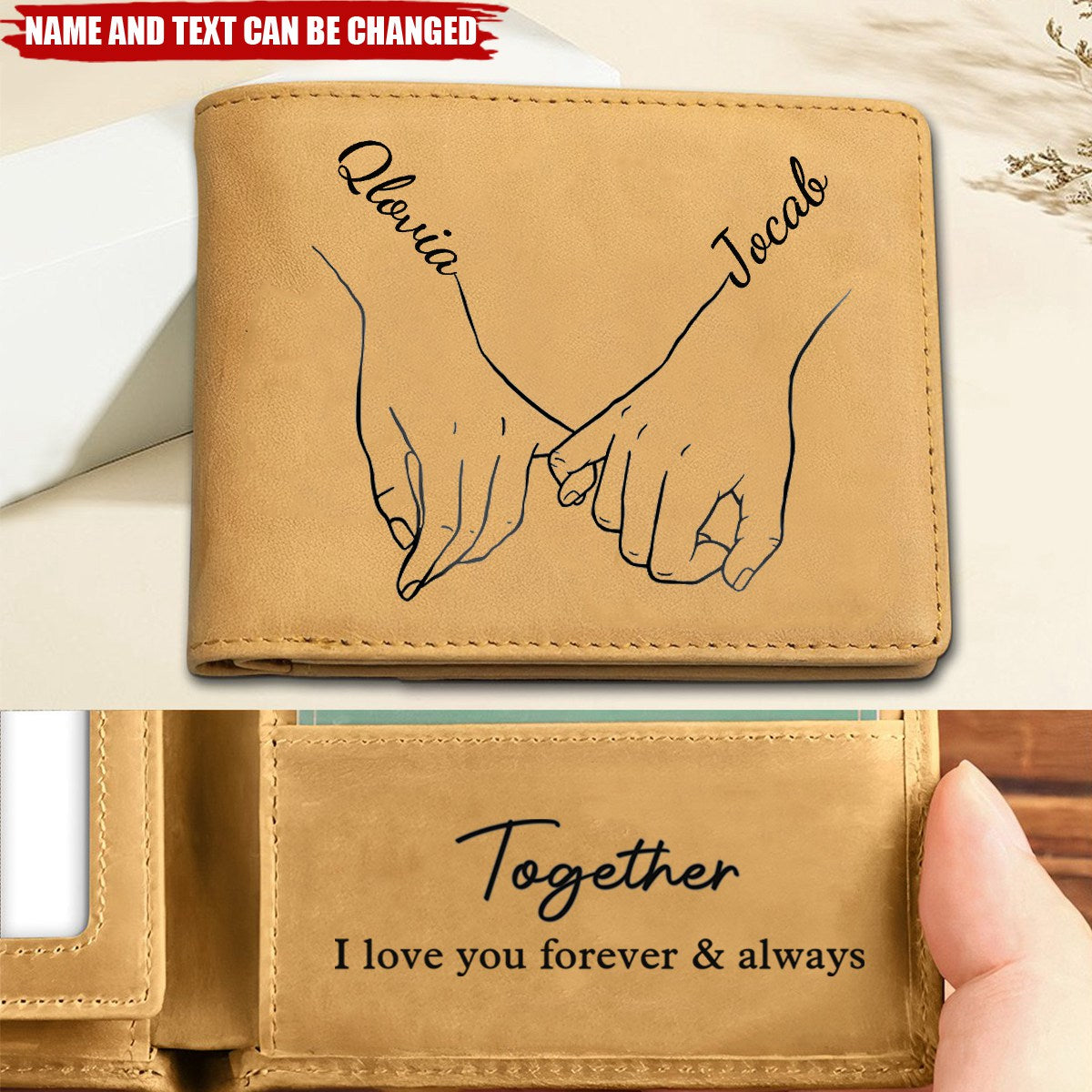 I Love You Forever & Always - Couple Personalized Leather Wallet