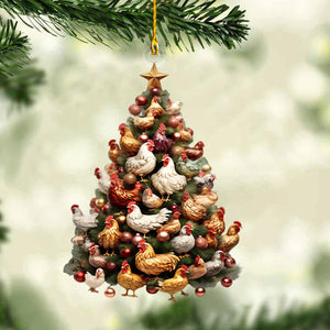 Chicken Christmas Tree Ornament - Chicken Lovers Gift