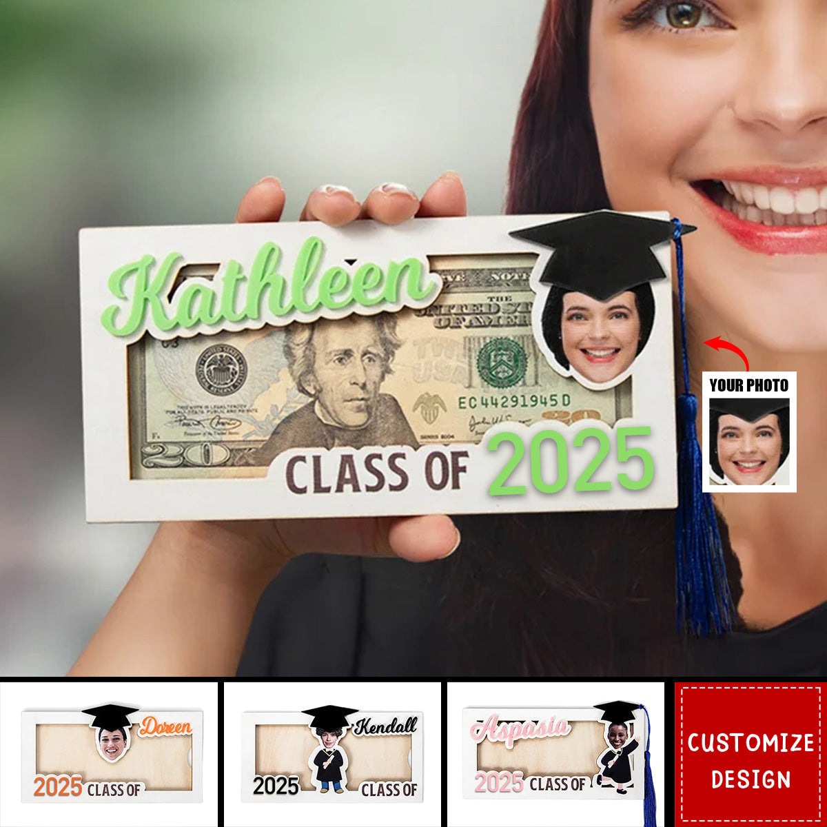 Personalized Portrait Graduation Money Holder Class of 2025