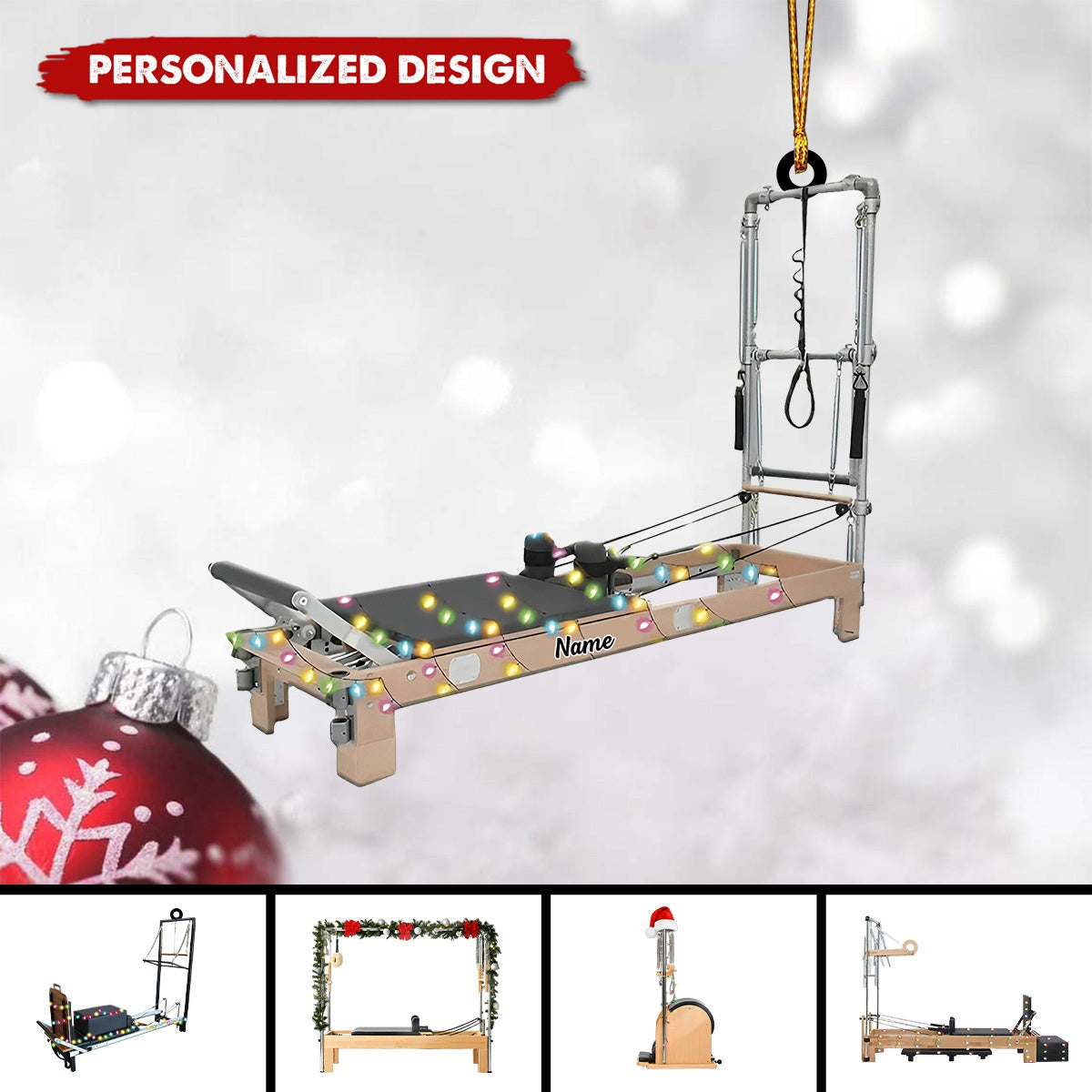 2024 New Release Personalized Pilates Equipment Hanging Christmas Ornament-Gifts For Pilates Lover