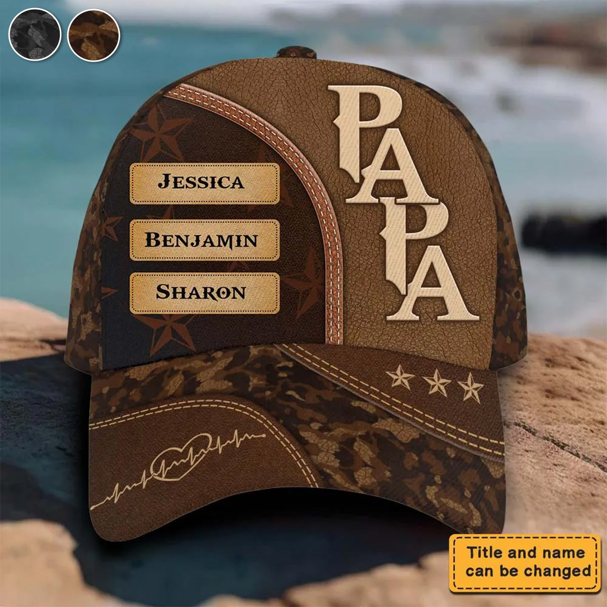 Personalized Gift For Grandpa Papa Dad Custom Kids Name Classic Cap