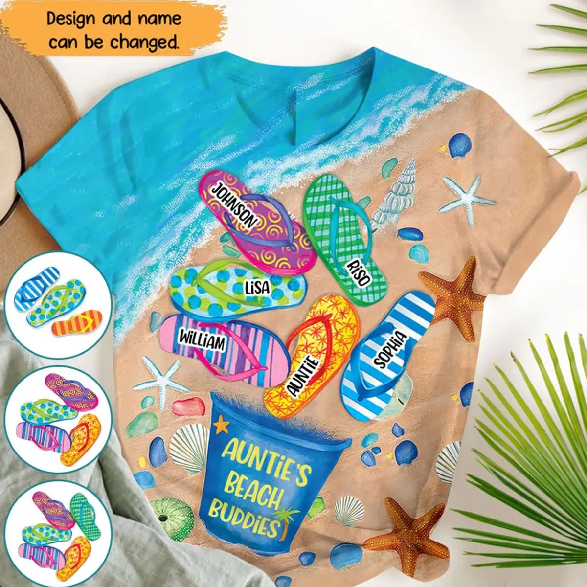 Grandma's Beach Buddies Summer Flip Flop Personalized 3D T-shirts