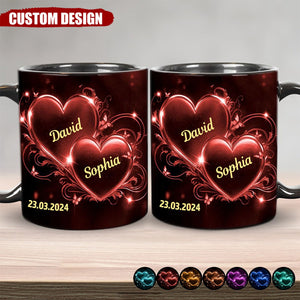 Double Heart Personalized Couple Mug, Anniversary Gift for Couple