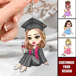 Personalized Cute Cartoon Graduate Keychain Birthday Graduation Gift for Graduates