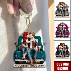 Couple On Truck Personalized Acrylic Keychain-Gift For Couple