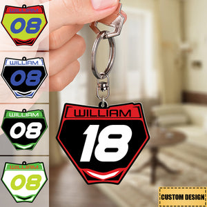 Motocross Racing - Personalized Acrylic Keychain - Gift For Motocross Lover