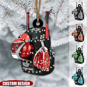 Personalized Baseball Bag with Helmet & Gloves Christmas Ornament, Gift For Baseball Lovers - 2024 New Release