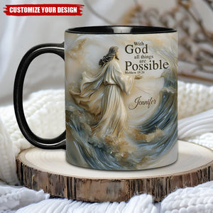 With God All Things Is Posible - Personalized Christian Black Mug