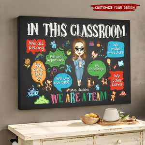 In This Classroom We Are A Team - Personalized Poster - Back To School, 1st Day of School - Custom Gift For Teachers & Educators, Classroom Decoration