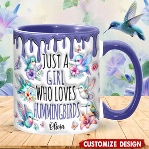 Just A Girl Who Loves Hummingbirds - Personalized Hummingbird Accent Mug