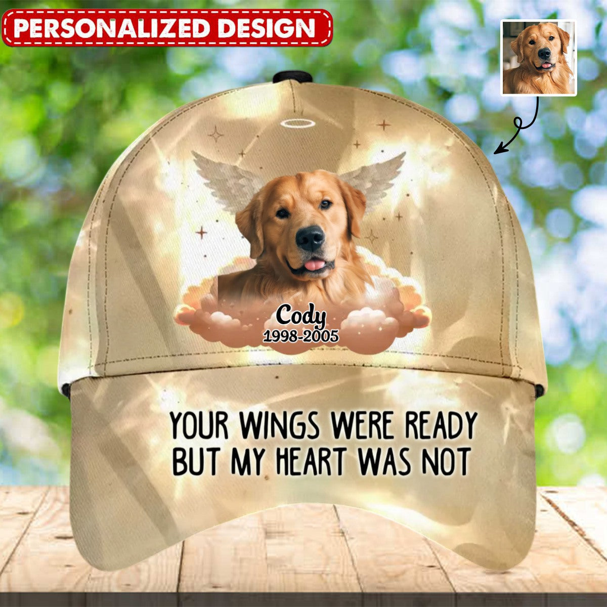 Memorial Upload Pet Photo, Your Light Will Always Shine In My Heart Personalized Classic Cap