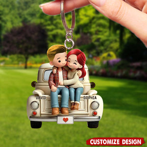 Personalized Couple On Truck Keychain-Gift For Couple