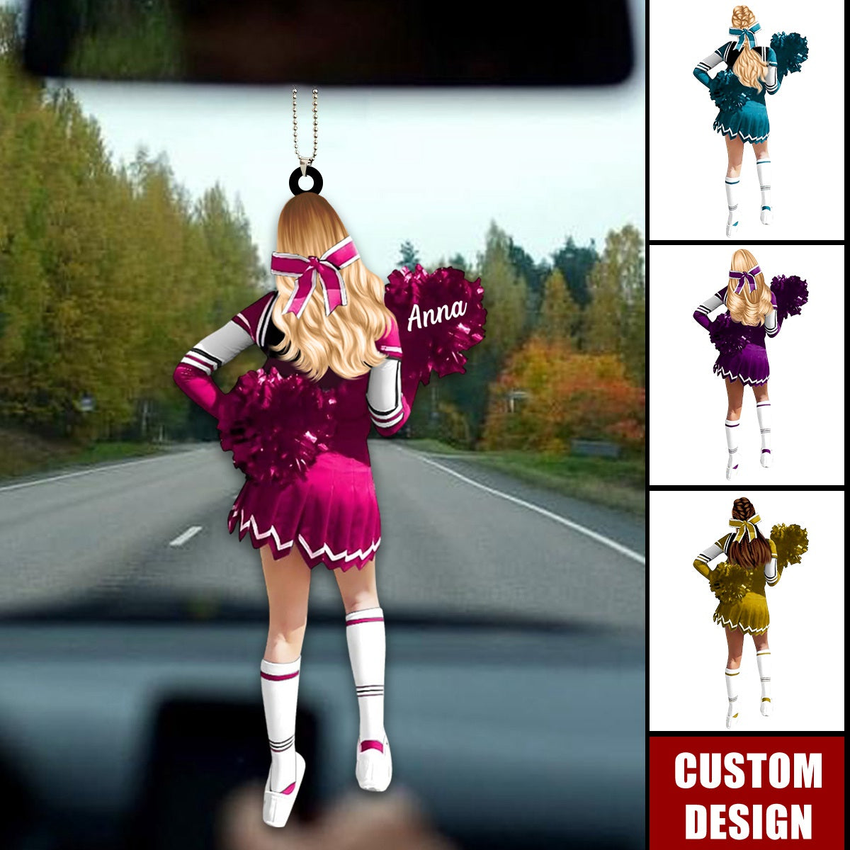 Personalized Cheerleading Pom pom Girl Car Ornament-Gift For Cheerleading Lovers