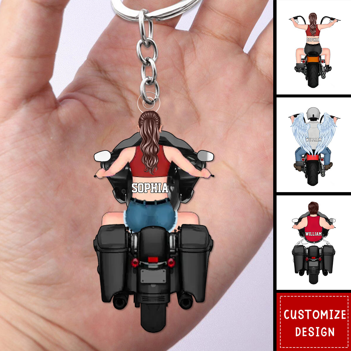 Personalized Memorial Biker Acrylic Keychain - Memorial Gift Idea For Bikers