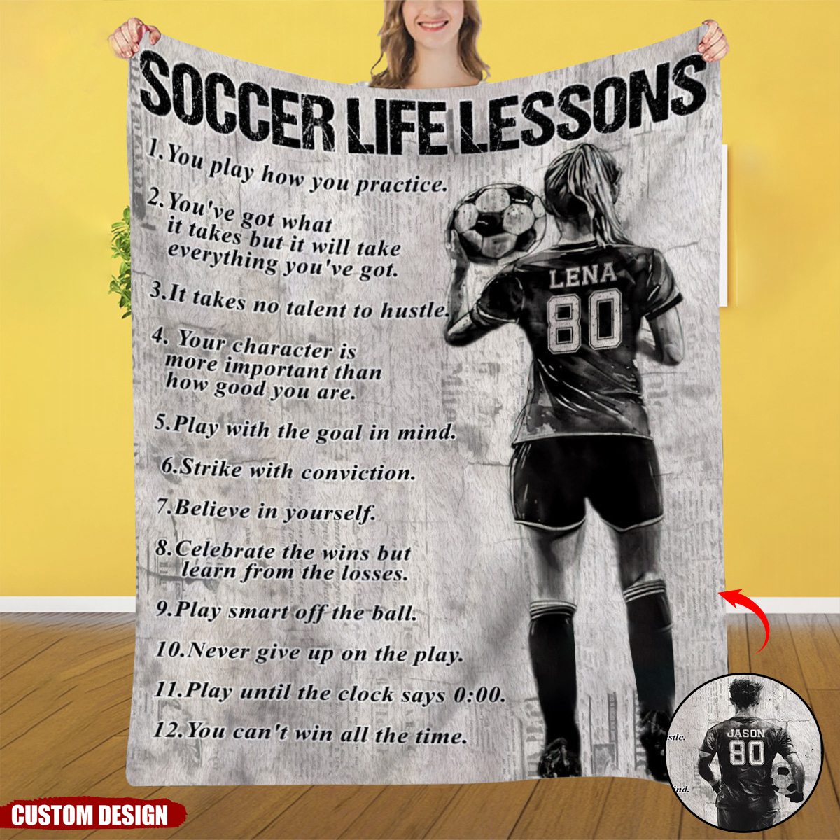 Personalized Motivational Soccer Blanket Gift For Soccer Lovers