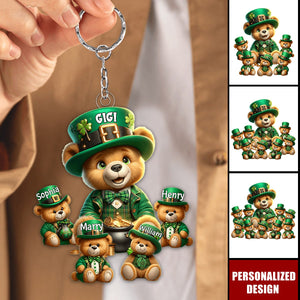 Grandma’s Bear Family Patrick’s Day-Personalized Keychain