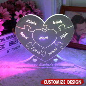 Personalized Heart Puzzle Mirror Light