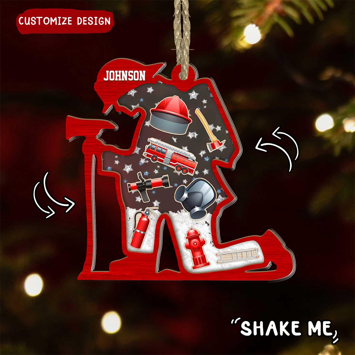 Personalized Firefighter Christmas Shaker Ornament - Gift For Firefighter Fireman