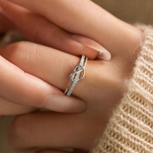 Link Forever - Personalized Heart Knot Ring, Gift for Couple, Mother, Daughter